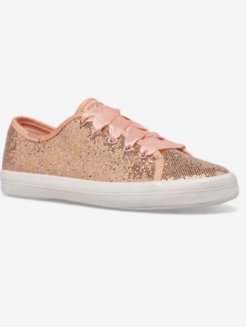 Keds Rose Gold Glitter tennis shoes Satin Lace-Up sparkly Sneakers pink
